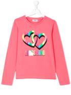 Moschino Kids Teen Logo And Heart Print T-shirt - Pink & Purple