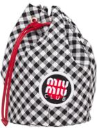 Miu Miu Checked Vichy Drawstring Bag - Black