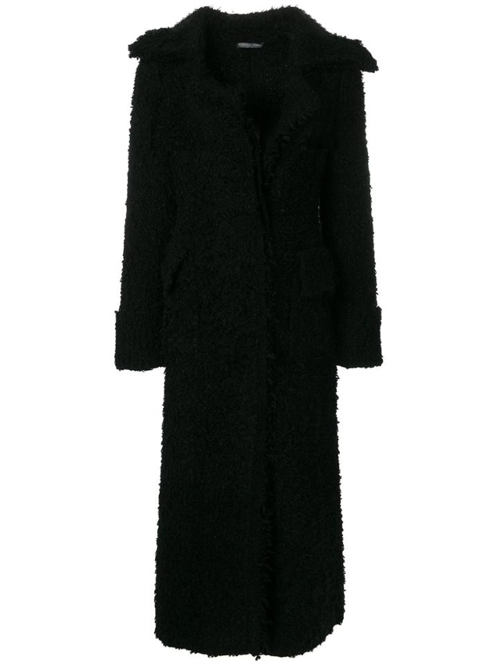 Alexander Mcqueen Long Textured Coat - Black