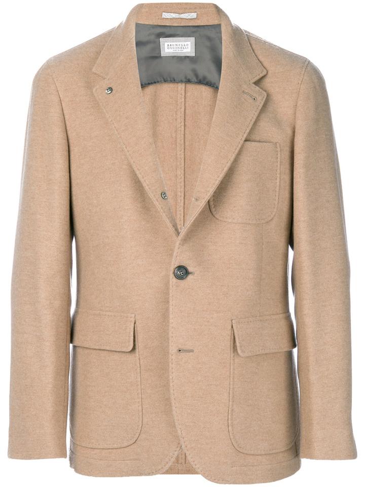 Brunello Cucinelli - Patch Pocket Blazer - Men - Cotton/cupro/cashmere - L, Nude/neutrals, Cotton/cupro/cashmere