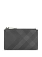 Burberry London Check And Leather Zip Card Case - Grey