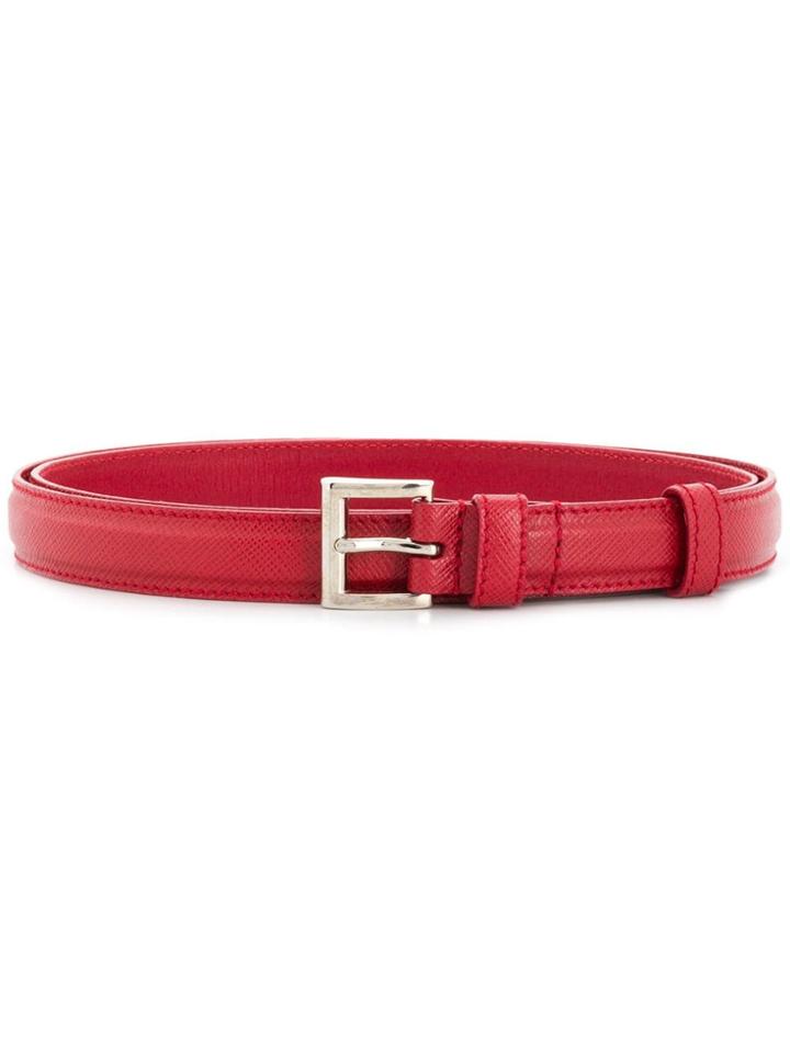 Prada Square Buckle Saffiano Belt - Red