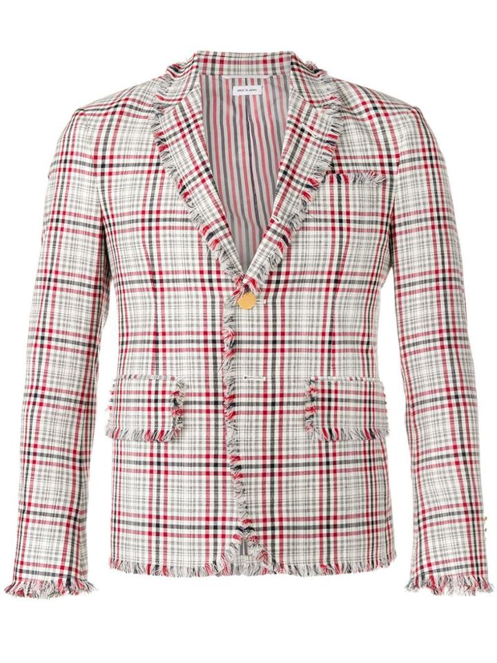 Thom Browne Frayed Shadow High-armhole Sport Coat - Multicolour