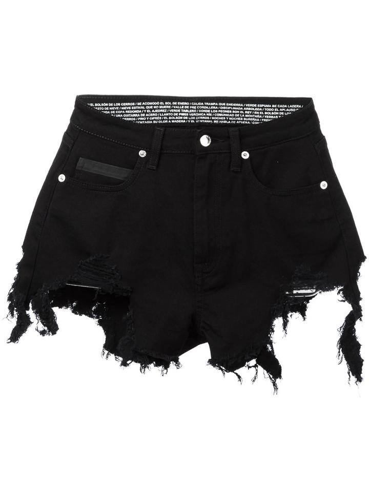 Marcelo Burlon County Of Milan 'alin' Distressed Shorts, Women's, Size: 26, Black, Cotton/spandex/elastane