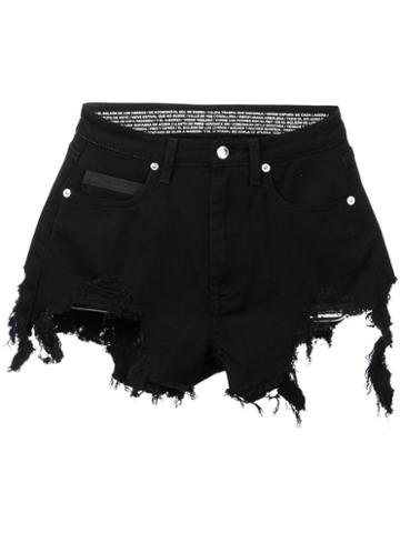 Marcelo Burlon County Of Milan 'alin' Distressed Shorts, Women's, Size: 26, Black, Cotton/spandex/elastane