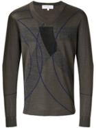 Salvatore Ferragamo - Patterned V-neck Jumper - Men - Silk/virgin Wool - Xl, Green, Silk/virgin Wool