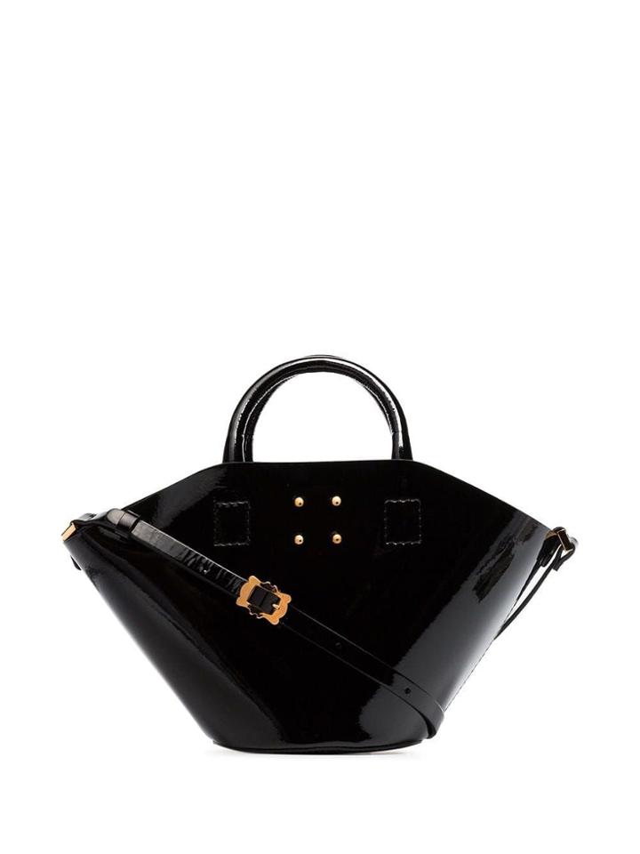 Trademark Black Small Patent Leather Basket Bag