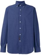 Mp Massimo Piombo Plain Shirt, Men's, Size: 43, Blue, Cotton/polyester