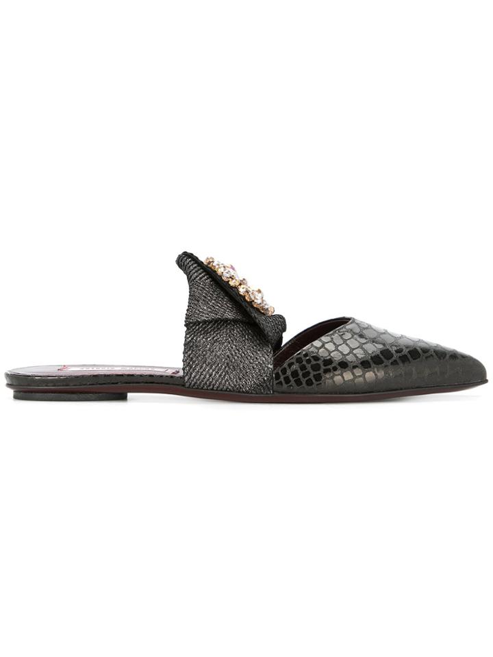 Antonio Marras Brooch Embellished Mules - Black