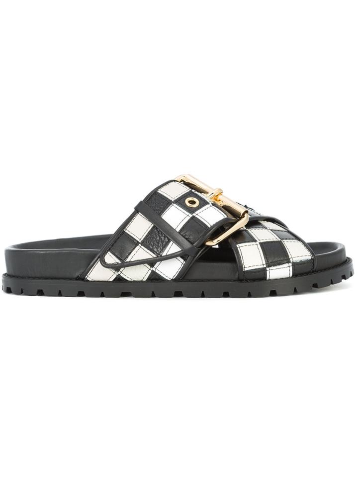 Sacai Crossover Buckle Slides - Black