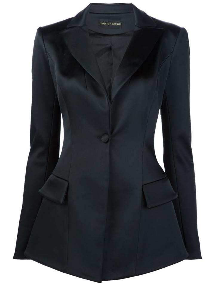 Christian Siriano Fitted Blazer, Women's, Size: 6, Black, Silk