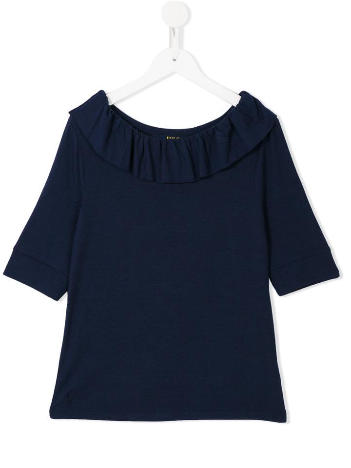 Ralph Lauren Kids Ruffled Blouse, Girl's, Size: 16 Yrs, Blue