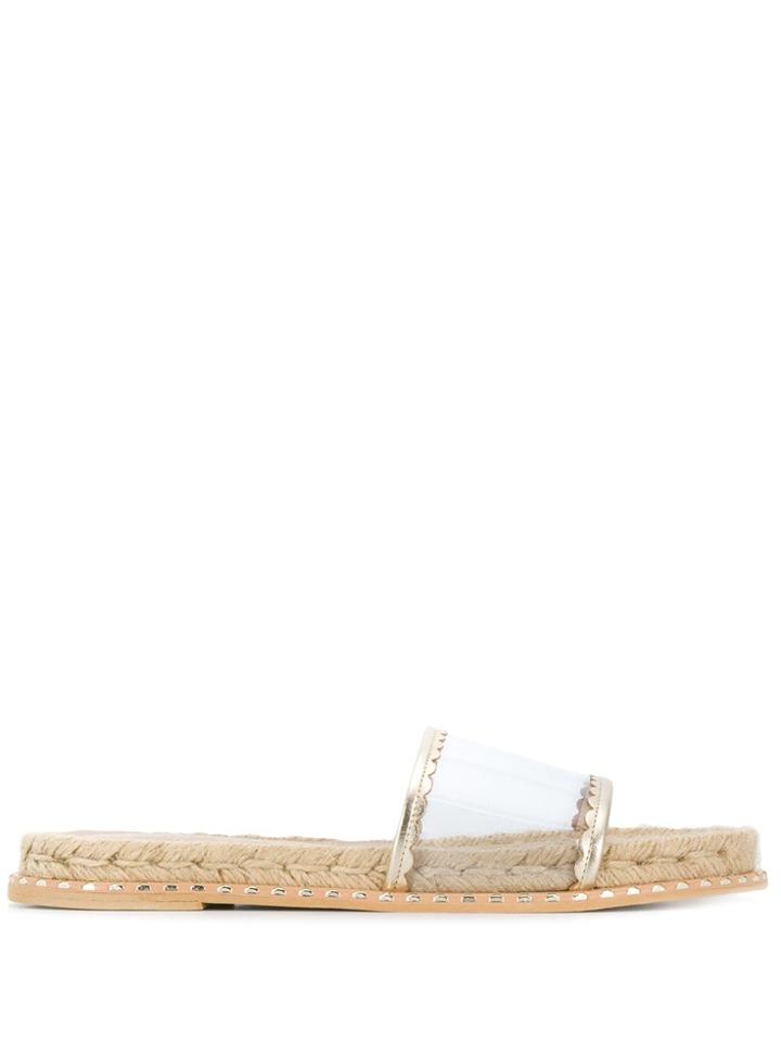 Solange Sandals Clear Strap Espadrille Mules - Gold