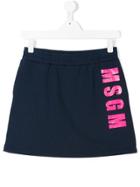Msgm Kids Logo Print Skirt - Blue
