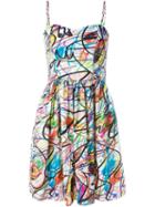 Jeremy Scott Scribble Print Spaghetti Strap Dress