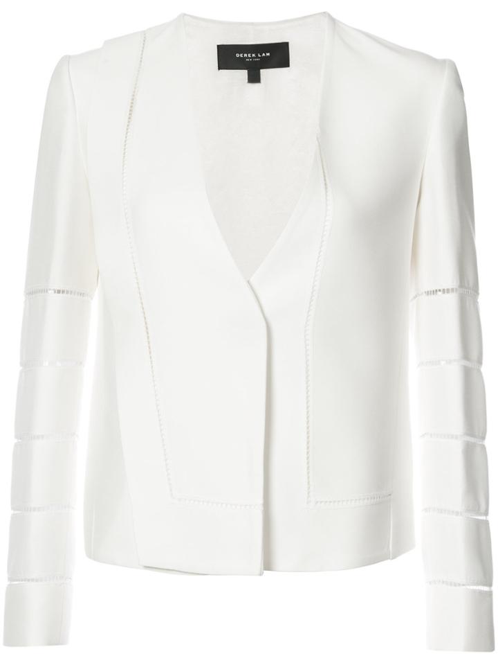 Derek Lam Collarless Lace Inset Blazer - White
