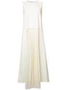 Maison Margiela Pleated Maxi Dress, Women's, Size: 38, White, Virgin Wool/spandex/elastane/viscose