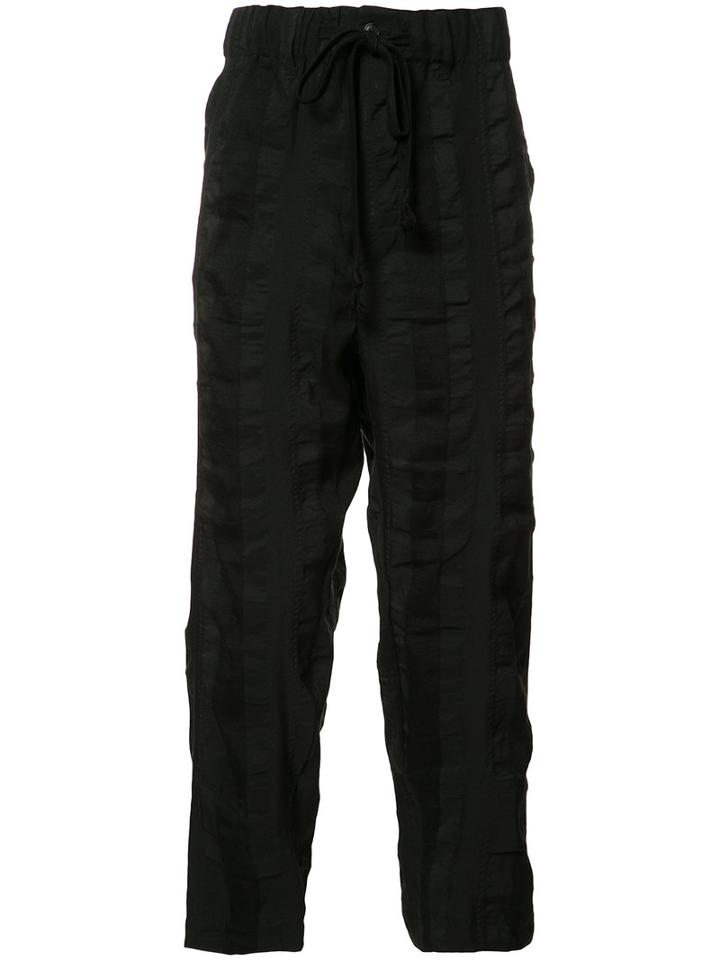 Uma Wang Drawstring Loose Fit Trousers, Men's, Size: Large, Black, Cotton/linen/flax