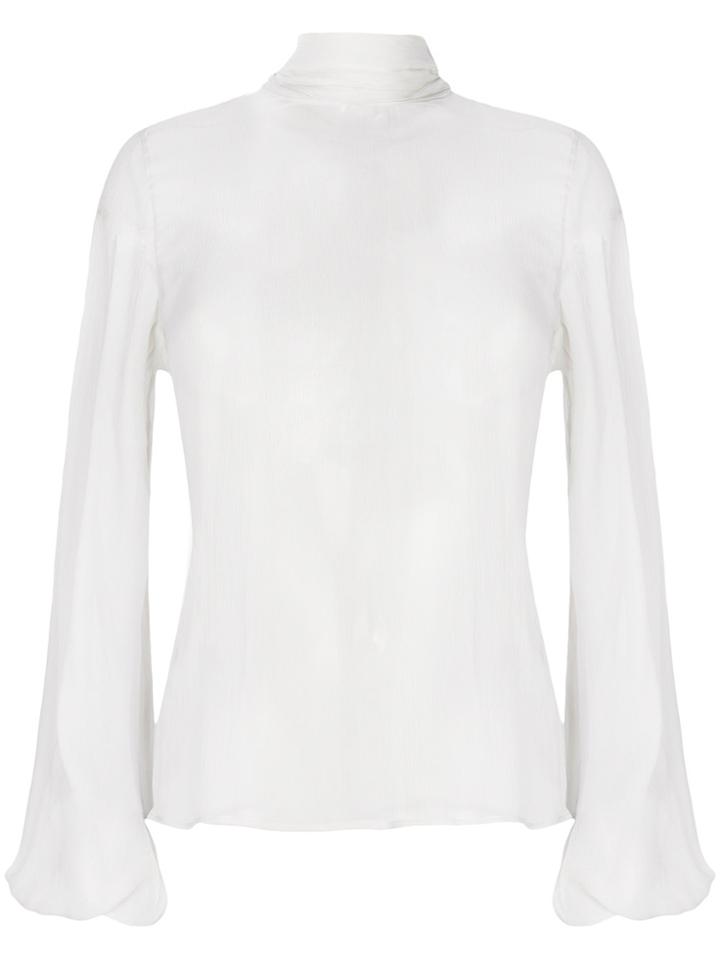 Blumarine Sheer Fitted Blouse - Nude & Neutrals