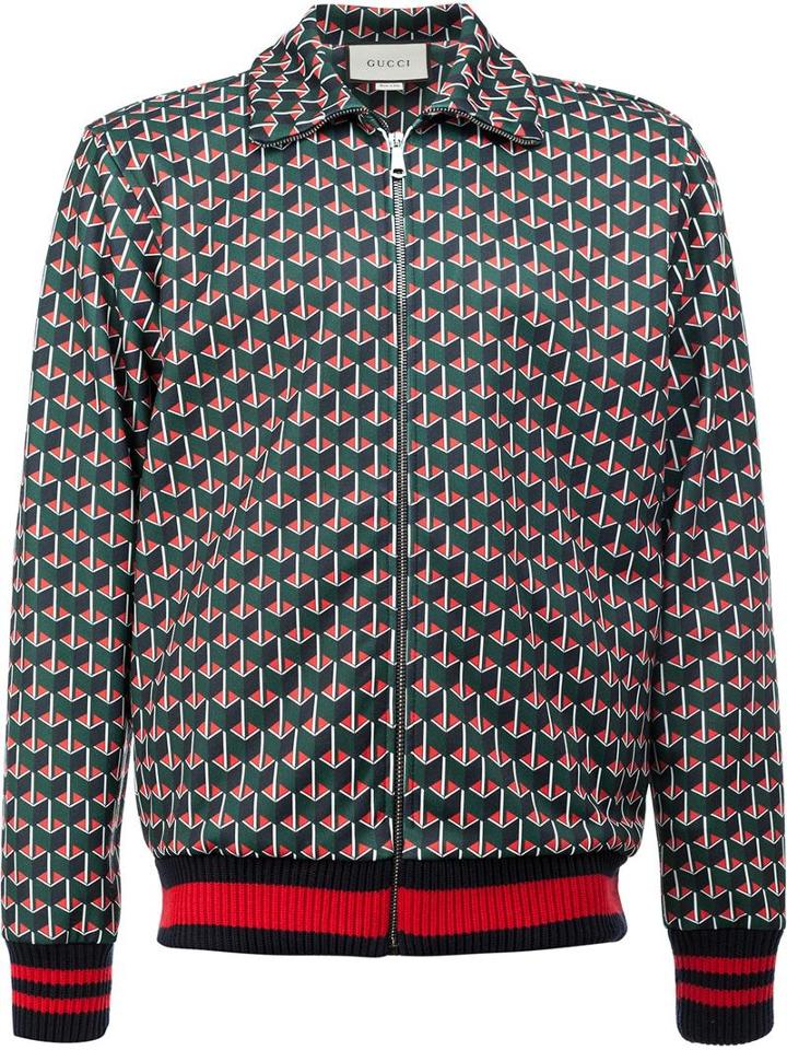 Gucci Geometric Print Bomber Jacket, Size: Small, Cotton/polyamide/spandex/elastane/polyester