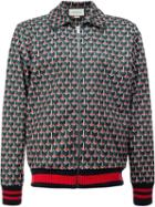 Gucci Geometric Print Bomber Jacket, Size: Small, Cotton/polyamide/spandex/elastane/polyester