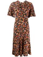 Derek Lam 10 Crosby Short Sleeve Paisley Print Midi Dress With