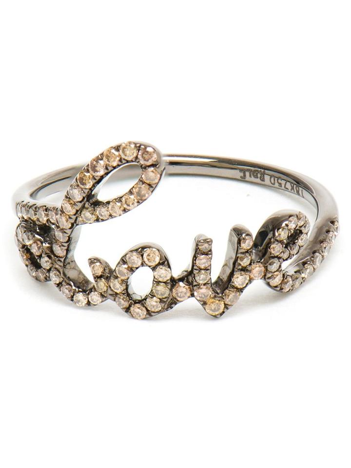 Rosa De La Cruz Love 18k Oxidised Gold And Diamond Ring - Brown