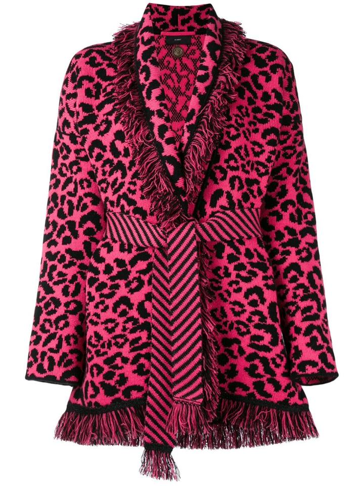 Alanui Cashmere Animal Print Cardigan - Pink & Purple