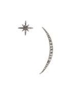Federica Tosi Embellished Star And Moon Earrings, Women's, Metallic