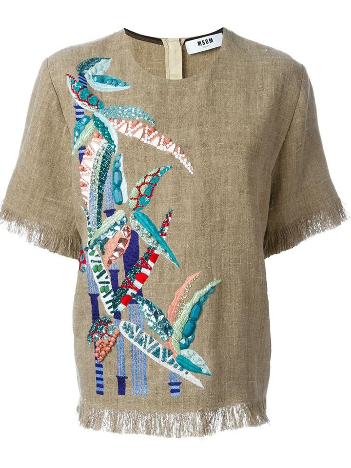 Msgm Embellished Frayed Top