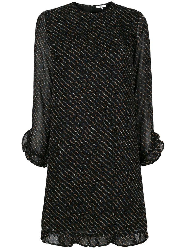 Ganni Micro Floral Print Short Dress - Black