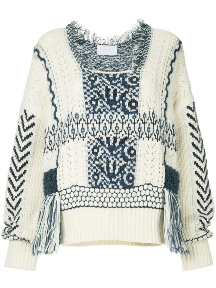 Mame Textured Knit Sweater - White