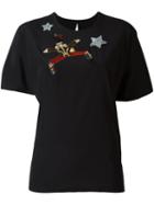 Dolce & Gabbana Embroidered Toy Soldier T-shirt, Women's, Size: 40, Black, Silk/spandex/elastane/viscose/polyester