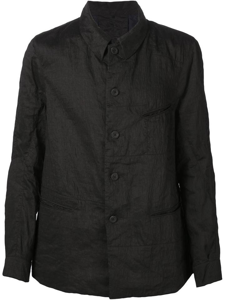 Ziggy Chen 'workers' Jacket, Men's, Size: 46, Black, Linen/flax/nylon