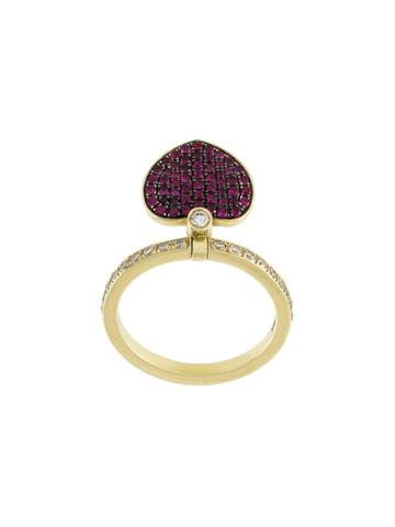 Jagga Diamond 'love Heart' Ring - Metallic