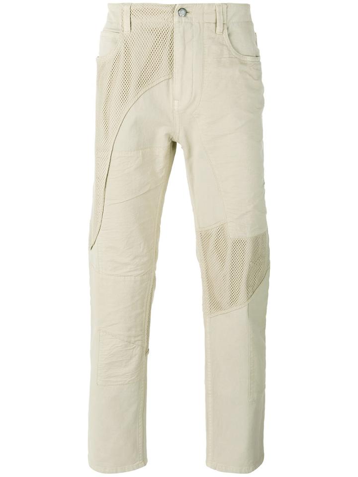 Helmut Lang - Mesh Panel Trousers - Men - Cotton/spandex/elastane - 32, Nude/neutrals, Cotton/spandex/elastane