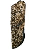 Saint Laurent Leopard Print Asymmetric Dress - Black