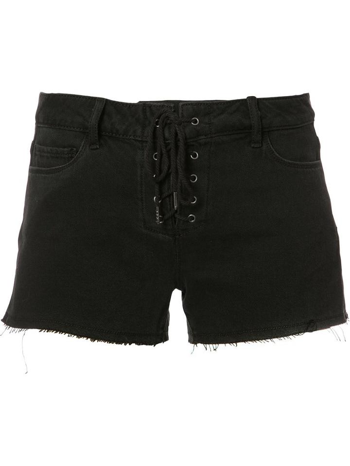 Paige Lace-up Denim Shorts, Women's, Size: 25, Black, Cotton/rayon