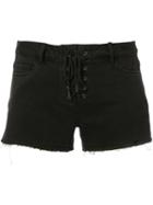 Paige Lace-up Denim Shorts, Women's, Size: 25, Black, Cotton/rayon