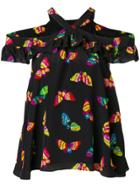 Boutique Moschino Butterfly Print Halter-neck Blouse - Black