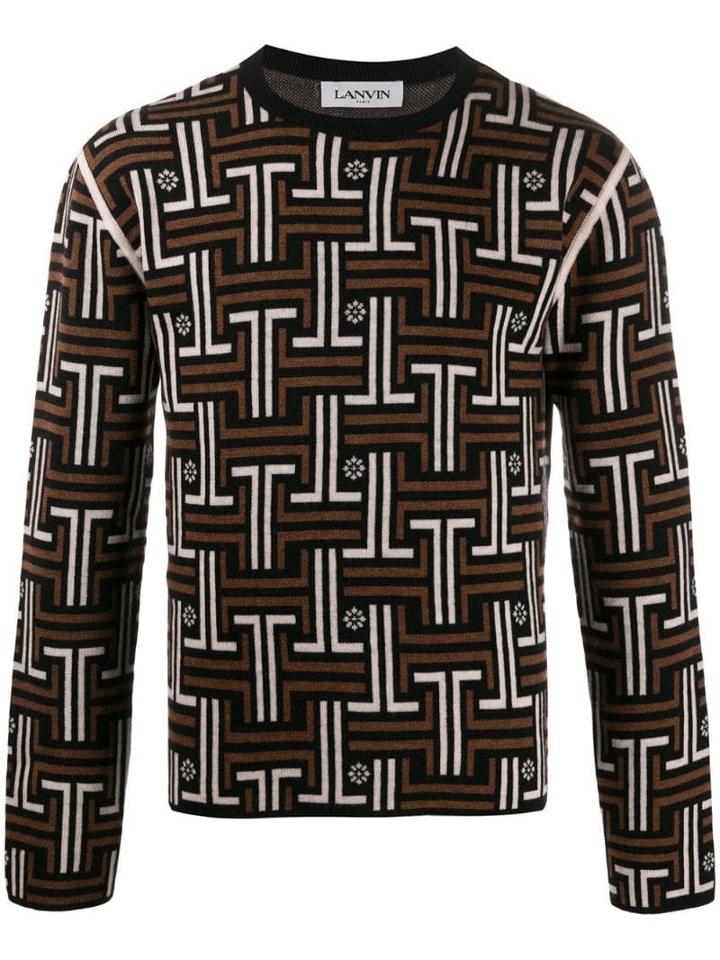 Lanvin Jl Jacquard Knitted Sweater - Brown
