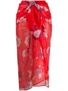Ermanno Scervino Floral Beach Skirt Wrap - Red