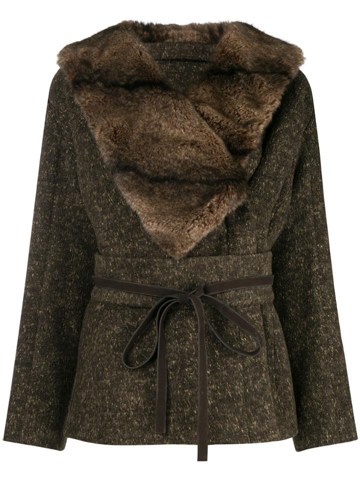 Kenzo Vintage Removable Lapel Belted Jacket - Brown