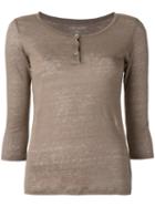 Majestic Filatures Henley Longsleeved T-shirt, Women's, Size: 2, Green, Linen/flax