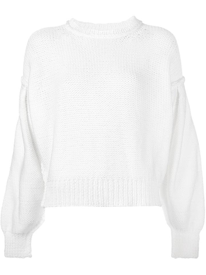 Mm6 Maison Margiela Loose-fit Sweater, Women's, Size: Medium, White, Polyester