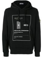 Stone Island Rectangular Frame Printed Hoodie - Black