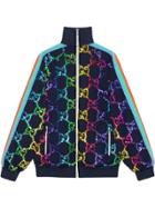 Gucci Technical Jersey Jacket With Gg Sequins - Blue