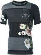 Dolce & Gabbana Rose Print T-shirt, Men's, Size: 44, Black, Cotton