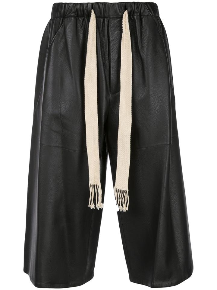 Loewe Drawstring Waist Leather Culottes - Black