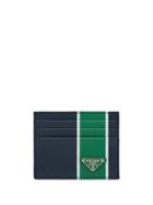 Prada Saffiano Stripe Card Holder - Blue